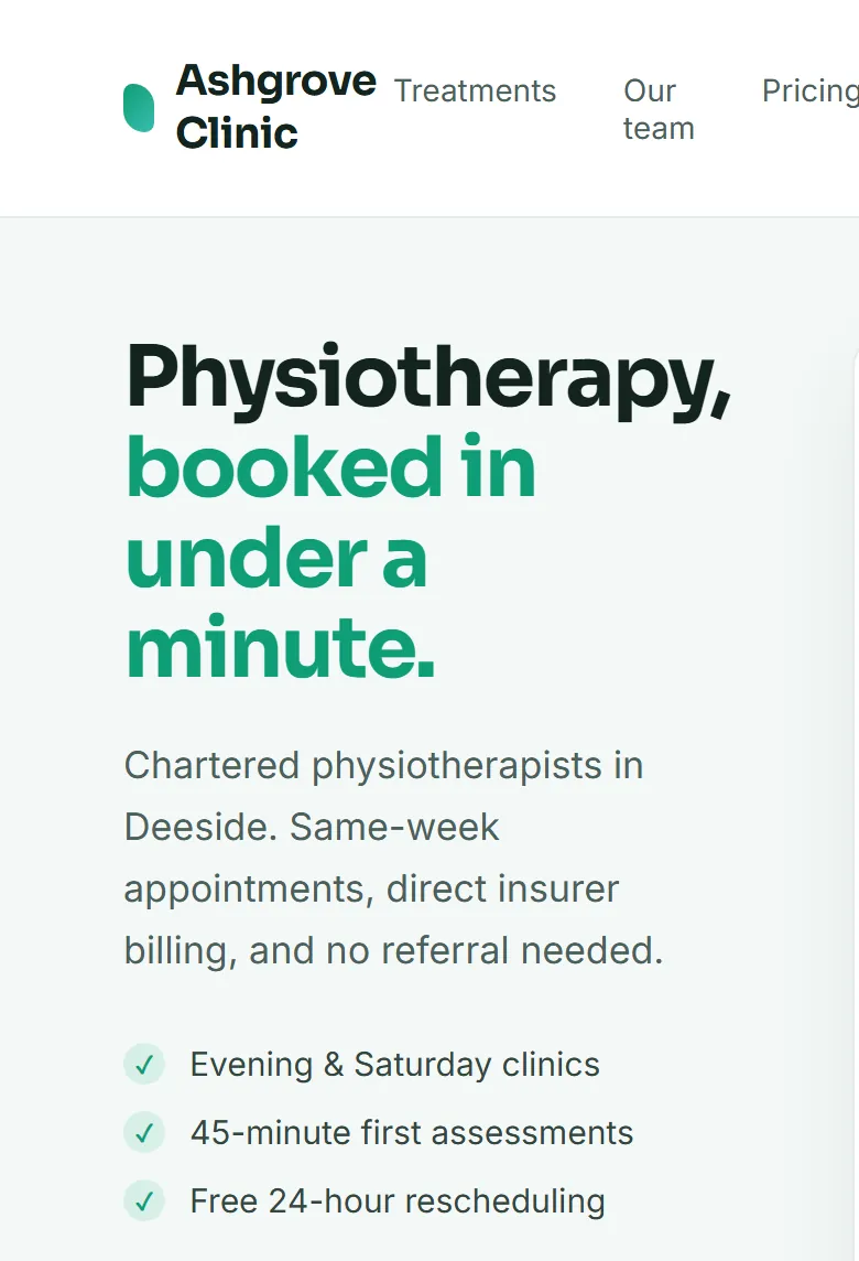 The same booking example on a phone-sized screen
